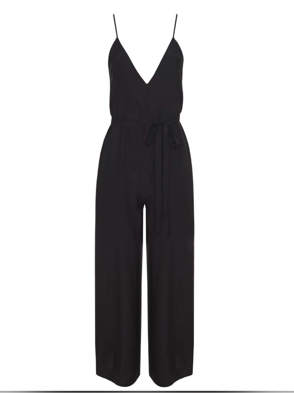 Gold Hawk Silk V-Neck Jumpsuit in Black